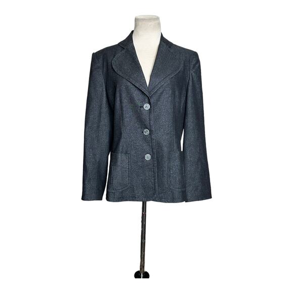 R. Q. T. gray shimmer three button lined blazer size 12 - Picture 5 of 7